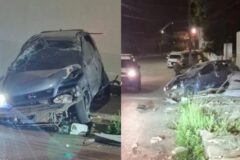 Motorista perde o controle, capota carro e foge após acidente no Centro de Porto Velho