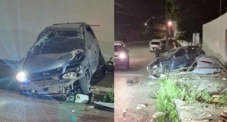 Motorista perde o controle, capota carro e foge após acidente no Centro de Porto Velho
