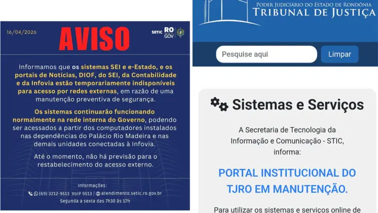 Após alerta mundial sobre vulnerabilidade no PHP, sites do Governo, TJRO e Prefeitura saem do ar