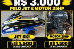 Bandidos encapuzados e armados invadem empresa, rendem proprietária e roubam moto e jet ski