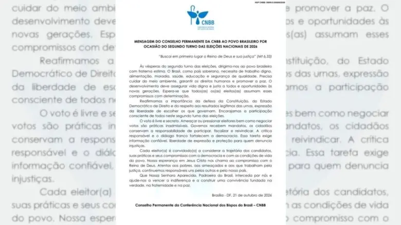 CNBB cobra respeito às urnas e participação consciente no 2º turno
