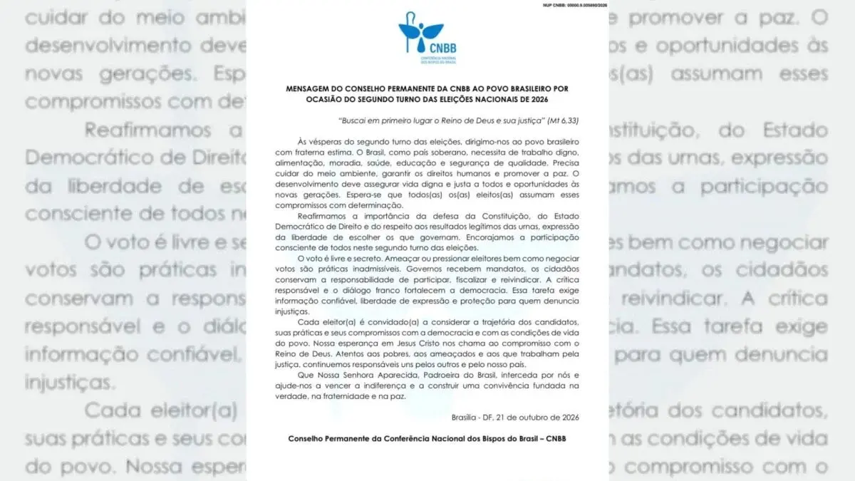 CNBB cobra respeito às urnas e participação consciente no 2º turno