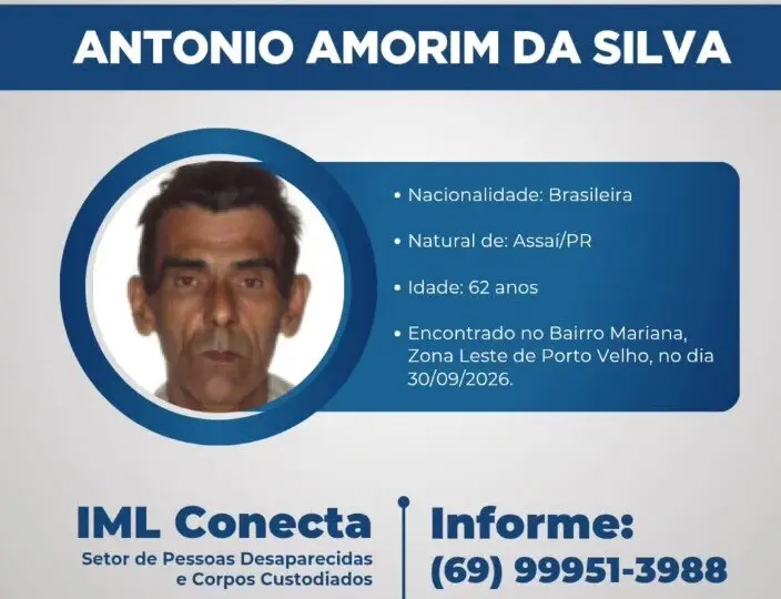 Corpo de homem encontrado na zona Leste de Porto Velho permanece no IML à espera de familiares