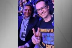 Dallagnol vai com Flávio a debate e usa blusa com PowerPoint da Lava Jato