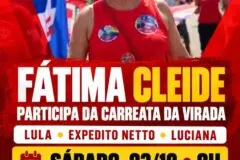 Fátima Cleide participa de carreata com Expedito Netto e Luciana Oliveira neste sábado
