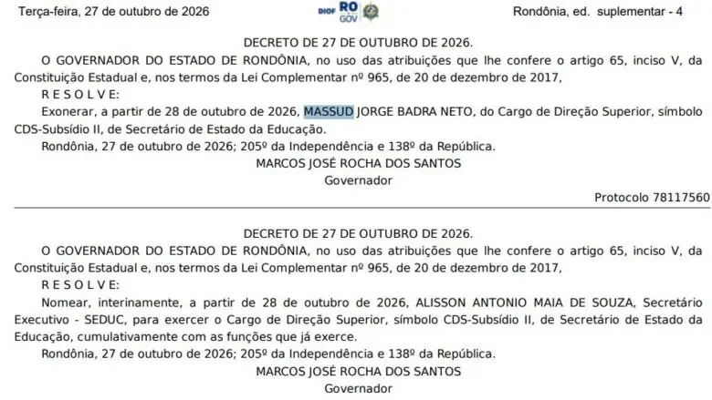 Governador demite secretário da Educação após 7 meses e nomeia cabo da PM interino