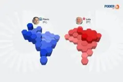 Mapa mostra intensidade de votos em Lula e Flávio por Estado