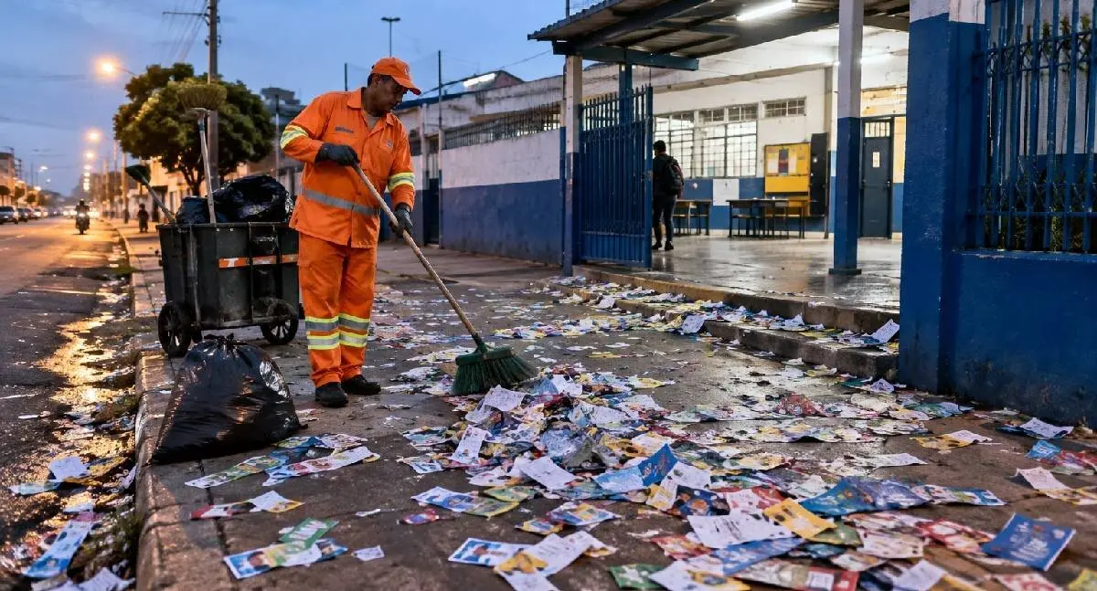 Santinhos espalhados após eleição aumentam trabalho de limpeza em Porto Velho
